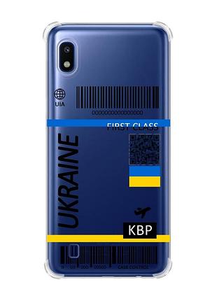 Чехол с утолщёнными углами для samsung galaxy a10 (2019)/a105 :: авиабилет украина (принт 262)