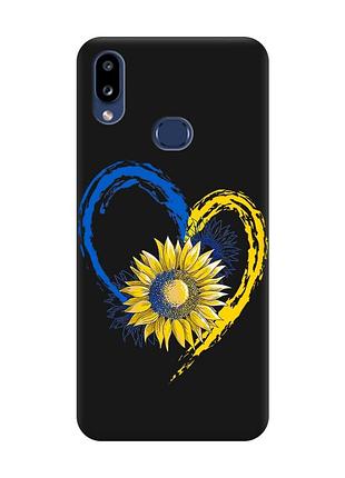 Матовый чехол с черными боками на samsung galaxy a10ѕ a107 :: сердце с подсолнухом. украина (принт 260)