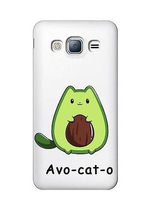 Прозорий чохол на samsung galaxy j3 2016 (j310) :: котик авокадо (принт 306)