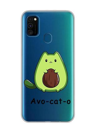 Прозорий чохол на samsung galaxy m30s/м21 :: котик авокадо (принт 306)