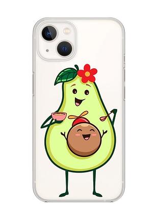 Прозрачный чехол с защитой камеры на iphone 14 plus :: малыш авокадо (принт 309)