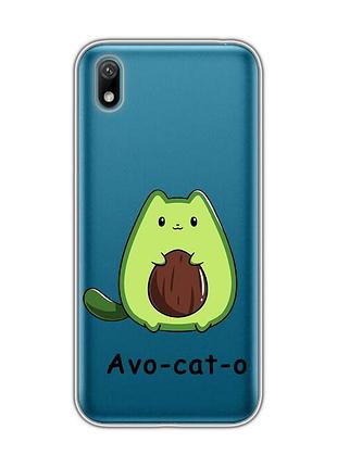 Прозрачный чехол для huawei y5 2019 / honor 8s :: котик авокадо (принт 306)