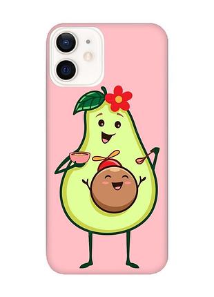 Матовый чехол с розовыми боками на apple iphone 12/12 pro (6.1) :: малыш авокадо (принт 309)