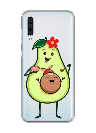 Прозрачный чехол на samsung galaxy a50 (2019) a505 :: малыш авокадо (принт 309)