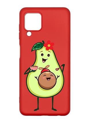 Матовый чехол с красными боками на samsung galaxy a22 4g/m32/m22 :: малыш авокадо (принт 309)