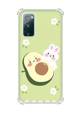 Чехол с утолщенными углами на samsung galaxy s20 fe :: авокадо и зайченок (принт 311)