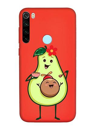 Матовый чехол с красными боками на xiaomi redmi note 8t :: малыш авокадо (принт 309)