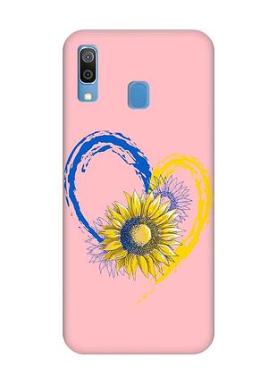 Матовый чехол с розовыми боками на samsung galaxy a30 (2019)/a20 (2019) :: сердце с подсолнухом. украина