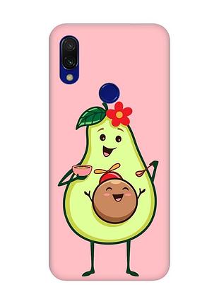 Матовый чехол с розовыми боками на xiaomi redmi 7 :: малыш авокадо (принт 309)