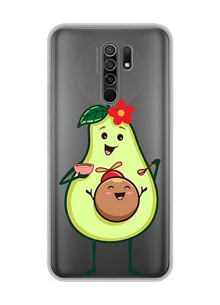Прозрачный чехол на xiaomi redmi 9 :: малыш авокадо (принт 309)