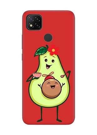 Матовый чехол с красными боками на xiaomi redmi 9c/10a :: малыш авокадо (принт 309)