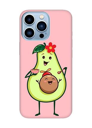 Матовый чехол с розовыми боками на apple iphone 13 pro max :: малыш авокадо (принт 309)