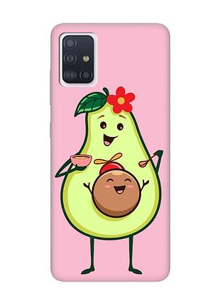 Матовый чехол с розовыми боками на samsung galaxy a51 :: малыш авокадо (принт 309)