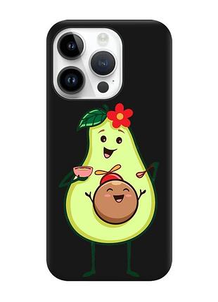 Матовый чехол с черными боками на apple iphone 14 pro :: малыш авокадо (принт 309)