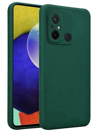 Матовый чехол на xiaomi redmi 12с зеленый микрофибра