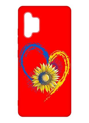 Матовый чехол с красными боками на samsung galaxy a32 :: сердце с подсолнухом. украина (принт 260)