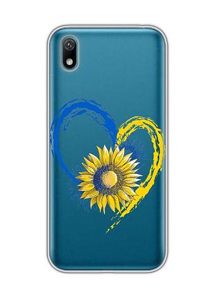 Прозрачный чехол для huawei y5 2019 / honor 8s :: сердце с подсолнухом. украина (принт 260)