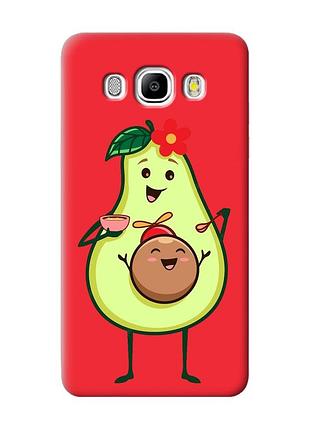 Матовый чехол с красными боками на samsung galaxy j5 (2016) j510 :: малыш авокадо (принт 309)