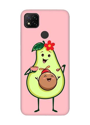 Матовый чехол с розовыми боками на xiaomi redmi 9c/10a :: малыш авокадо (принт 309)