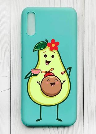 Матовый чехол с бирюзовыми боками на xiaomi redmi 9а :: малыш авокадо (принт 309)