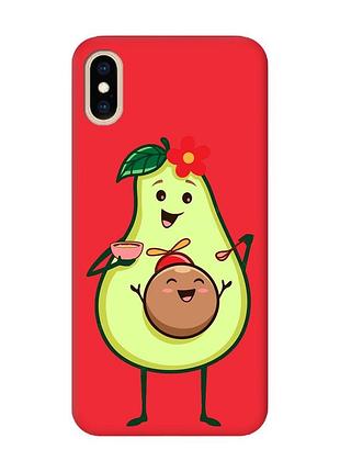 Матовый чехол с красными боками на iphone xs max :: малыш авокадо (принт 309)