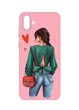 Матовий чохол з рожевими боками на samsung galaxy a04 :: дівчина в зеленому (принт 224)