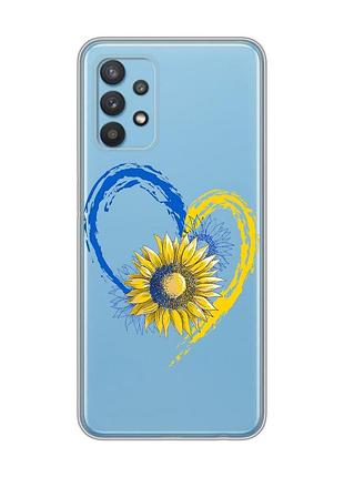 Прозорий чохол на samsung galaxy a32 :: серце з соняхом. україна (принт 260)