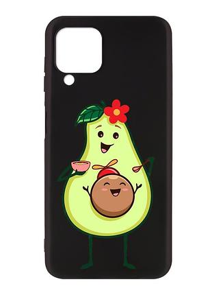 Матовый чехол с черными боками на samsung galaxy a12 :: малыш авокадо (принт 309)