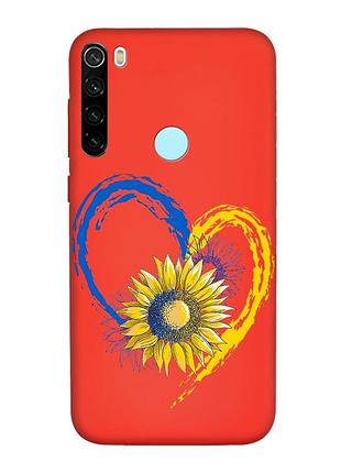 Матовый чехол с красными боками на xiaomi redmi note 8t :: сердце с подсолнухом. украина (принт 260)