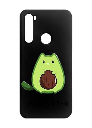 Матовий чохол з чорними боками на xiaomi redmi note 8 :: котик авокадо (принт 306)