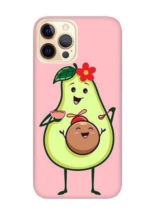 Матовый чехол с розовыми боками на apple iphone 12 pro max :: малыш авокадо (принт 309)