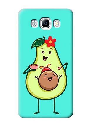 Матовый чехол с бирюзовыми боками на samsung galaxy j7(2016) j710 :: малыш авокадо (принт 309)