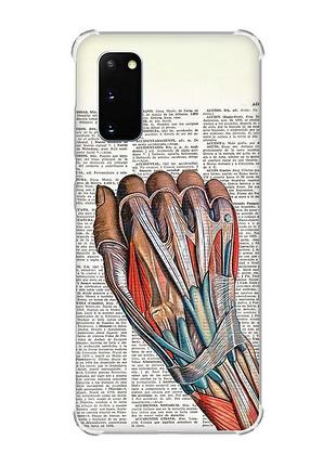 Чехол с утолщёнными углами для samsung galaxy s20 plus :: анатомия руки (принт 298)