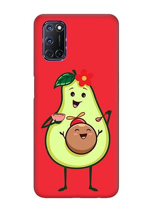 Матовый чехол с красными боками на oppo a52/ a72/ a92 :: малыш авокадо (принт 309)