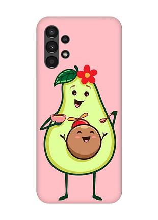 Матовый чехол с розовыми боками на samsung a13 4g :: малыш авокадо (принт 309)