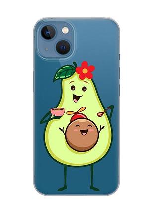 Прозрачный чехол на apple iphone 13 :: малыш авокадо (принт 309)