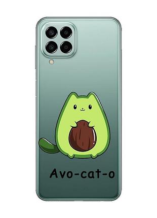 Прозрачный чехол на samsung galaxy m33 5g :: котик авокадо (принт 306)