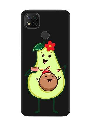 Матовый чехол с черными боками на xiaomi redmi 9c/10a :: малыш авокадо (принт 309)