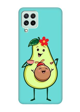 Матовый чехол с бирюзовыми боками на samsung galaxy a22 4g/ m32/ m22 :: малыш авокадо (принт 309)