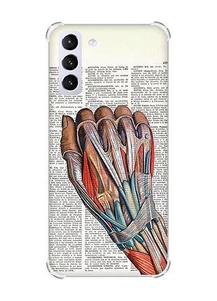 Чехол с утолщёнными углами для samsung galaxy s21 (g991) :: анатомия руки (принт 298)