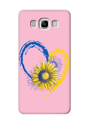 Матовый чехол с розовыми боками на samsung galaxy j7(2016) j710 :: сердце с подсолнухом. украина (принт 260)