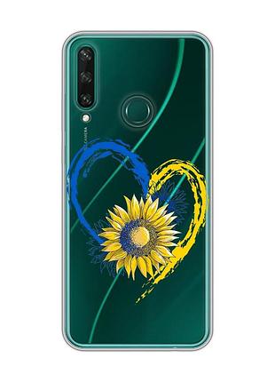 Прозрачный чехол на huawei y6p :: сердце с подсолнухом. украина (принт 260)