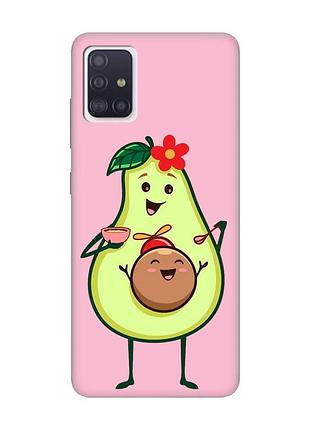 Матовый чехол с розовыми боками на samsung galaxy a71/a715 :: малыш авокадо (принт 309)