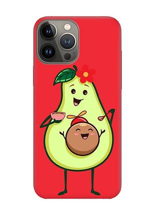 Матовый чехол с красными боками на apple iphone 13 pro :: малыш авокадо (принт 309)