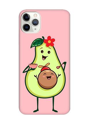 Матовый чехол с розовыми боками на iphone 11 pro max (6.5) :: малыш авокадо (принт 309)