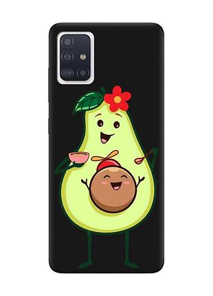 Матовый чехол с черными боками на samsung galaxy a51 :: малыш авокадо (принт 309)