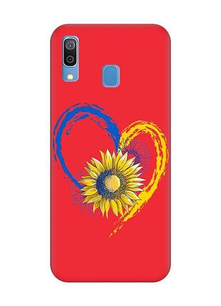 Матовый чехол с красными боками на samsung galaxy a30 (2019)/a20 (2019) :: сердце с подсолнухом. украина