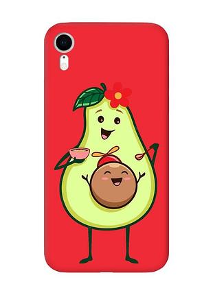 Матовый чехол с красными боками на apple iphone xr :: малыш авокадо (принт 309)