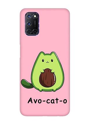 Матовый чехол с розовыми боками на oppo a52/a72/a92 :: котик авокадо (принт 306)