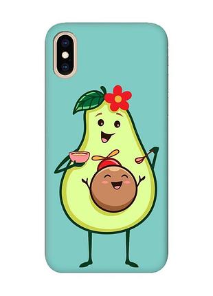 Матовий чохол з бірюзовими боками на iphone xs max :: малюк авокадо (принт 309)
